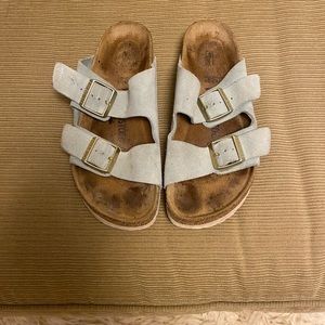 Robins egg blue Birkenstocks. Size 40.